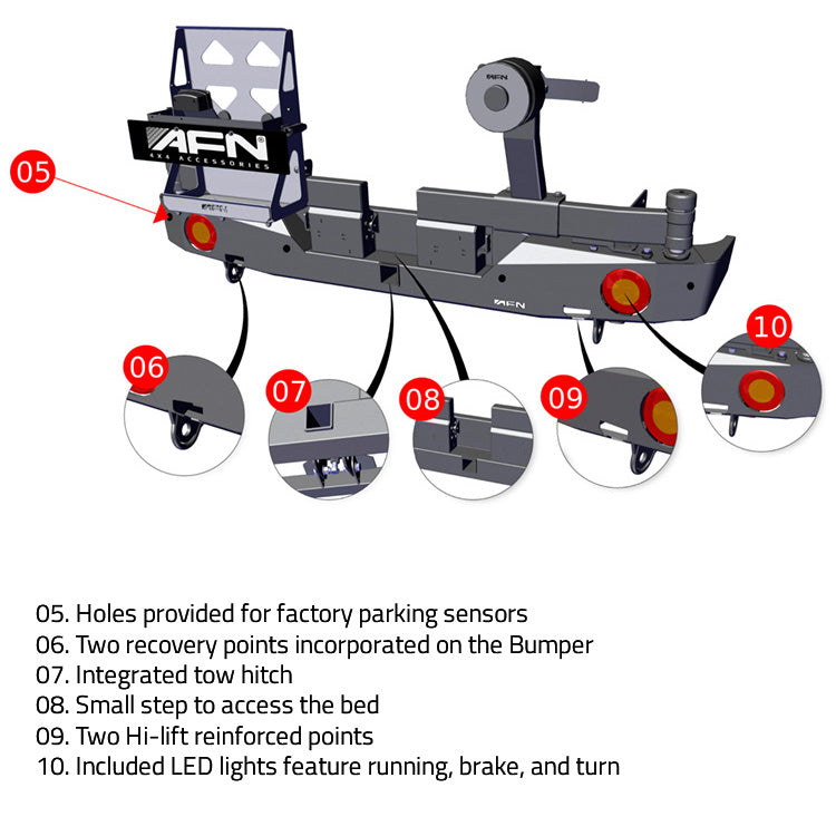 AFN - FORD F250/F350 SUPER DUTY REAR BUMPER-DUAL SWING-OUT