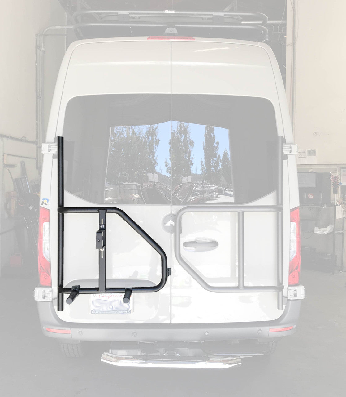 ALUMINESS - REAR DOOR BOX/TIRE RACK (Sprinter 2019+)